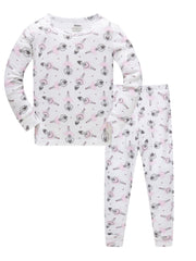 Kid's Unicorn Pajamas Set Long Sleeve Top & Pants, Cloud Star Print Loungewear