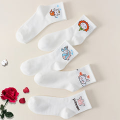 5 Pairs Cartoon Print Socks for Women