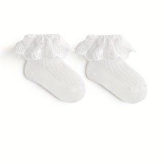 Girls Kids Mesh Lace Ruffled Princess Socks Baby Breathable Comfy Toddler Summer