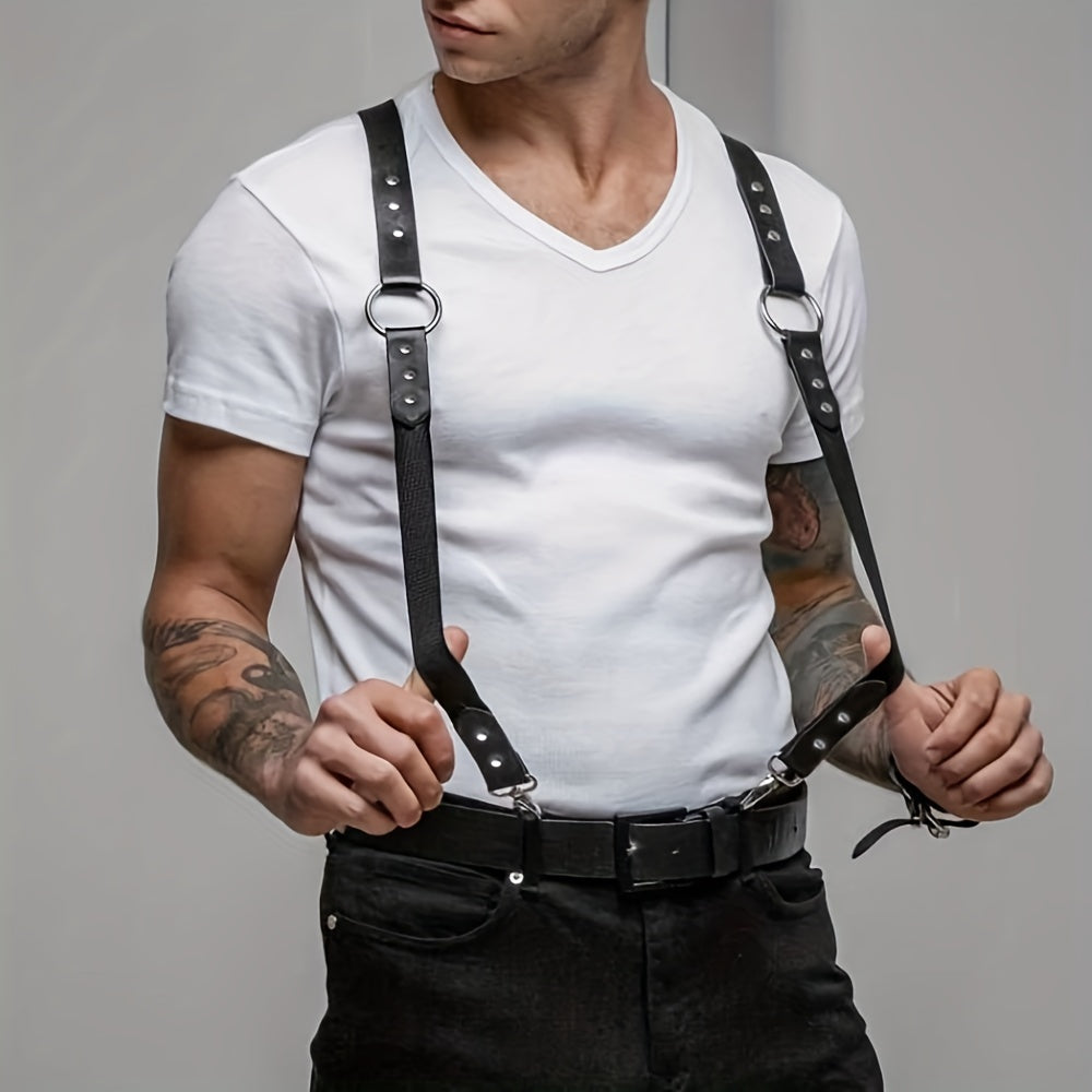 Men's PU Leather Harness Rivet O-Ring Belt