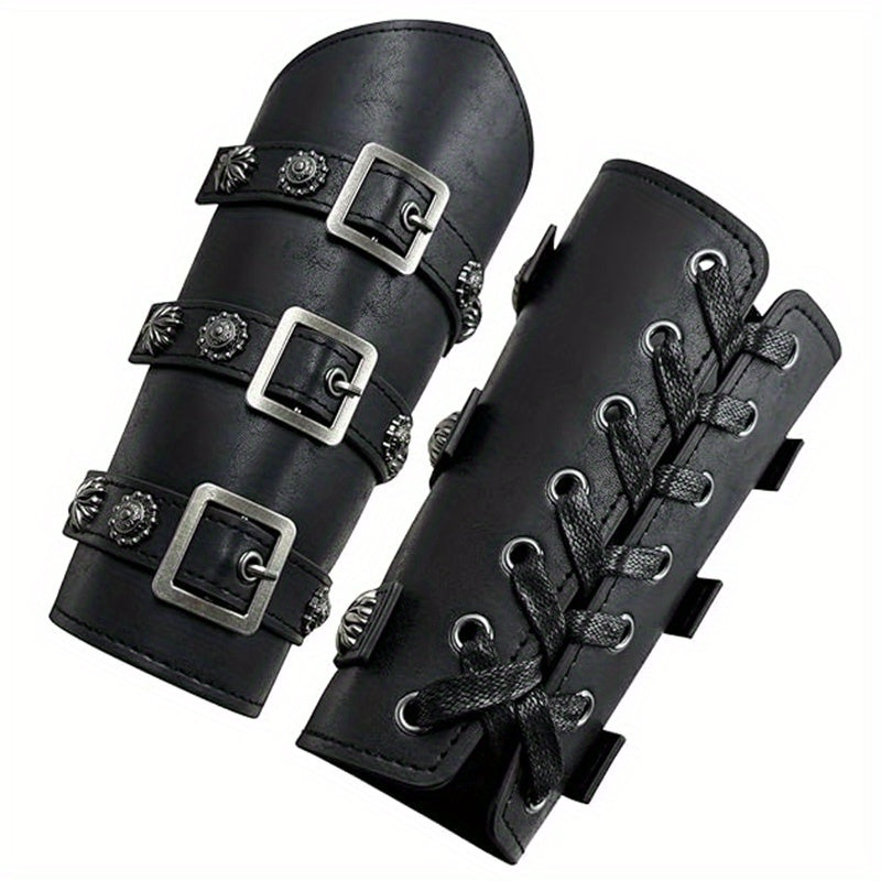 Medieval Knight & Pirate Arm Bracers Adjustable Faux Leather Armor