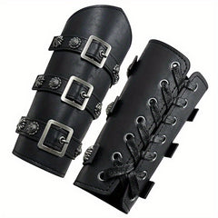 Medieval Knight & Pirate Arm Bracers Adjustable Faux Leather Armor