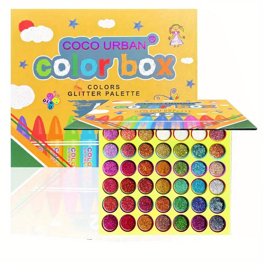 42 Colors Glitter Sequin Eyeshadow Palette for Cosplay Halloween Dance Party