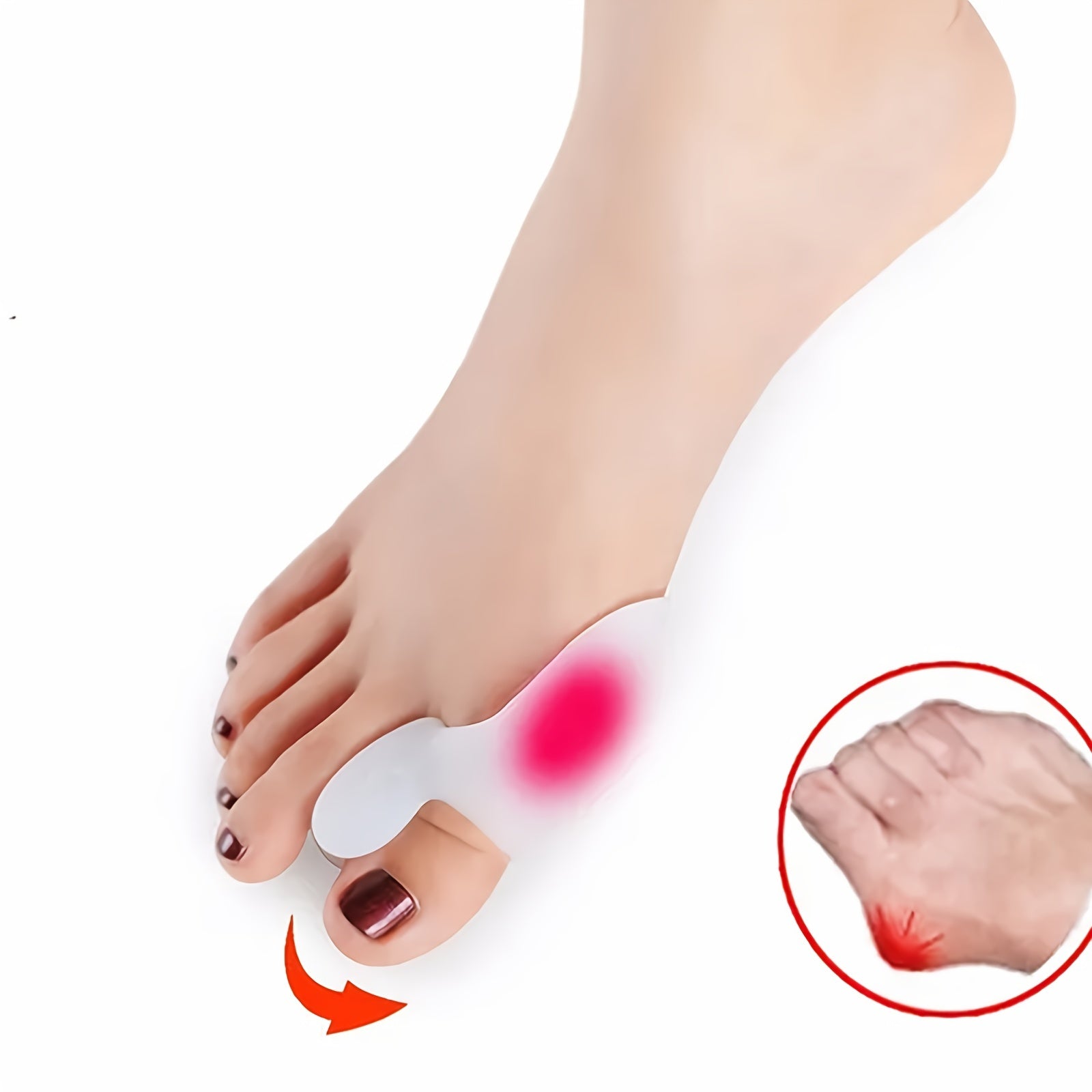 2pcs Hallux Valgus Silicone Toe Separator for Foot Care