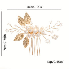 Golden Leaf Hair Combs Crystal Alloy Insert Comb Bridal Wedding Accessories