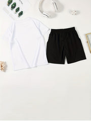 Boy's Quick Drying Sports Suit Breathable Two-piece Shorts & T-shirt Set