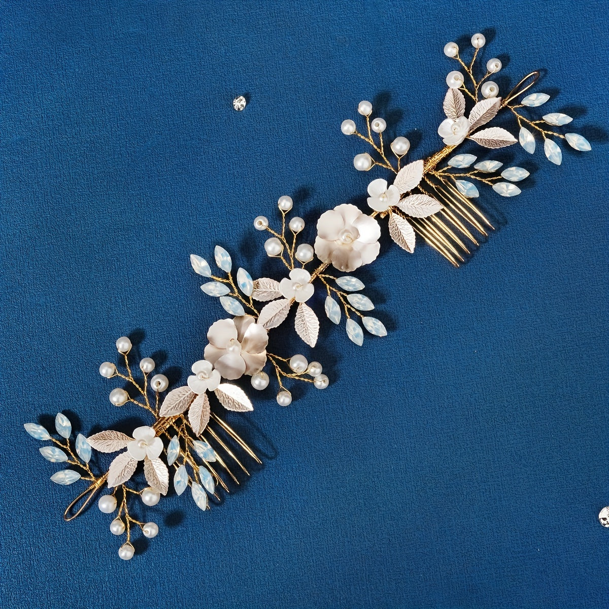 Bridal Faux Pearl Headband Double Comb Hair Accessory