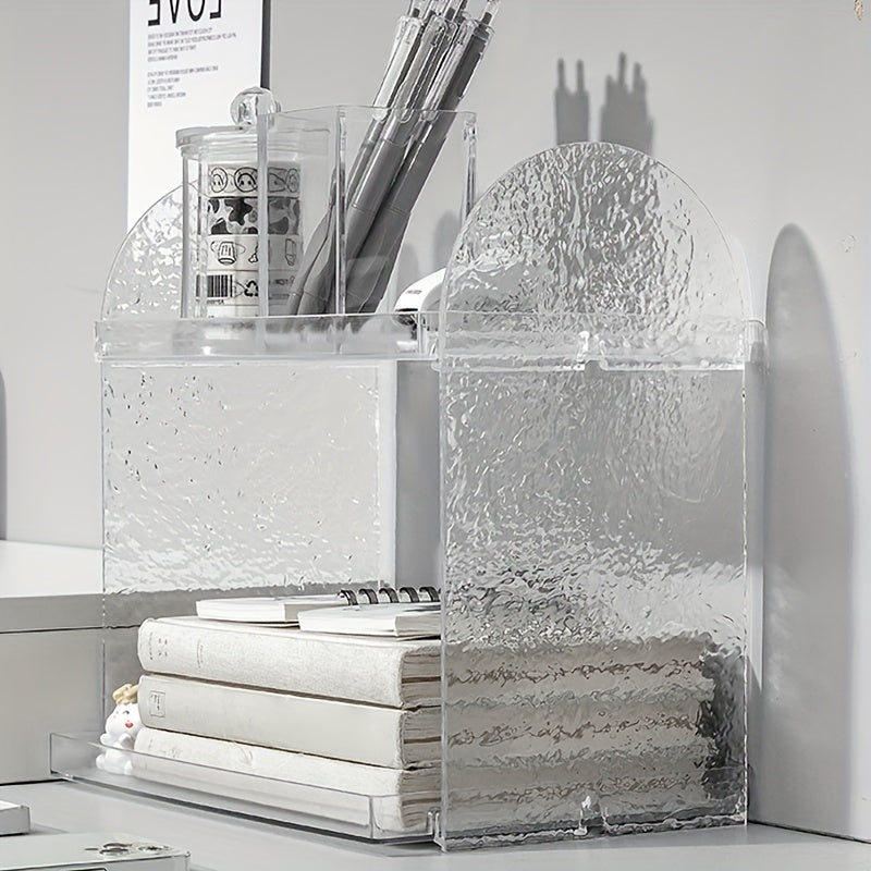 Desktop Storage Rack Acrylic Glacier Pattern Office Workstation
