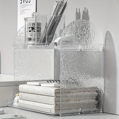 Desktop Storage Rack Acrylic Glacier Pattern Office Workstation