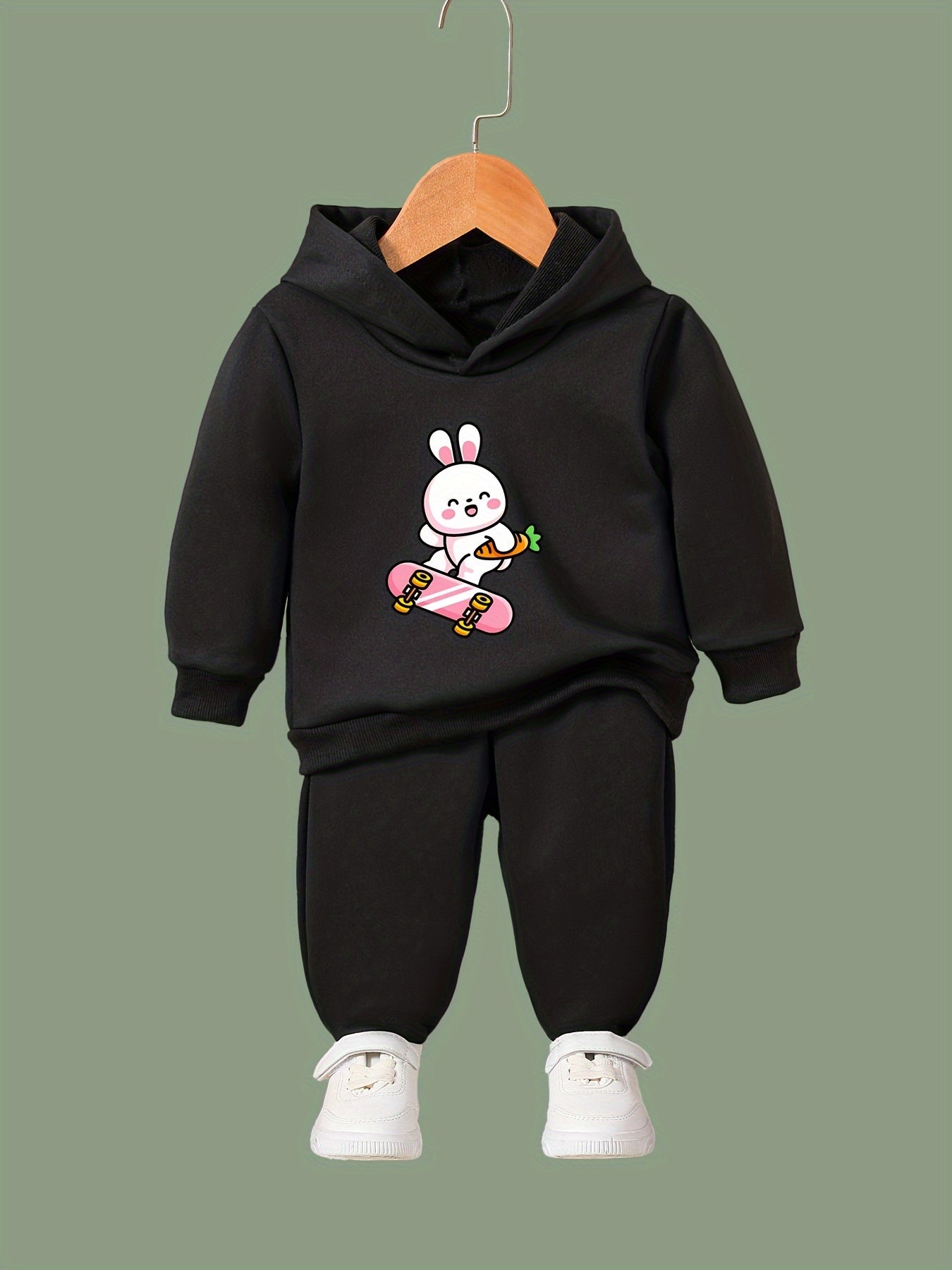 OERYUI Skate Bunny Hooded Pullover Pants Set - Sports Spring Fall Gift
