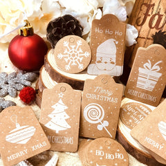 50pcs Santa Claus Labels with Hemp Rope Christmas Tree Ornaments