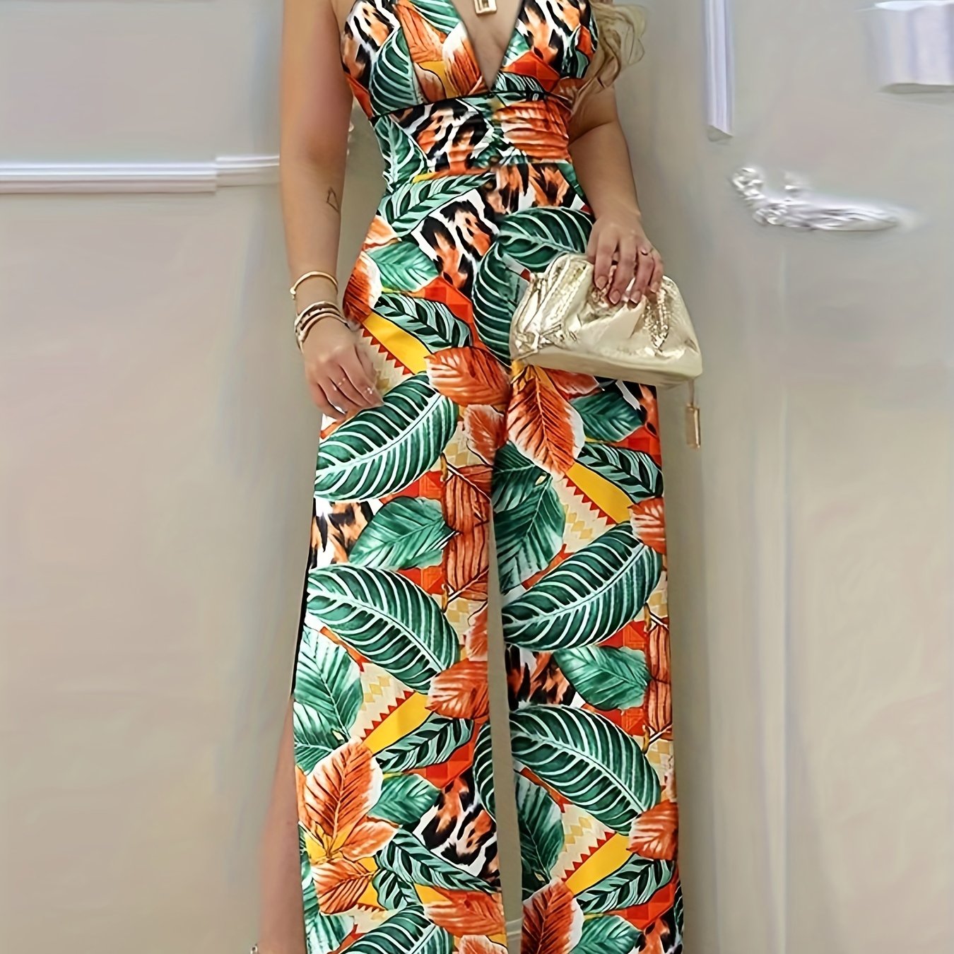 Wide Leg Jumpsuit Backless Vacation Casual Jumpsuit