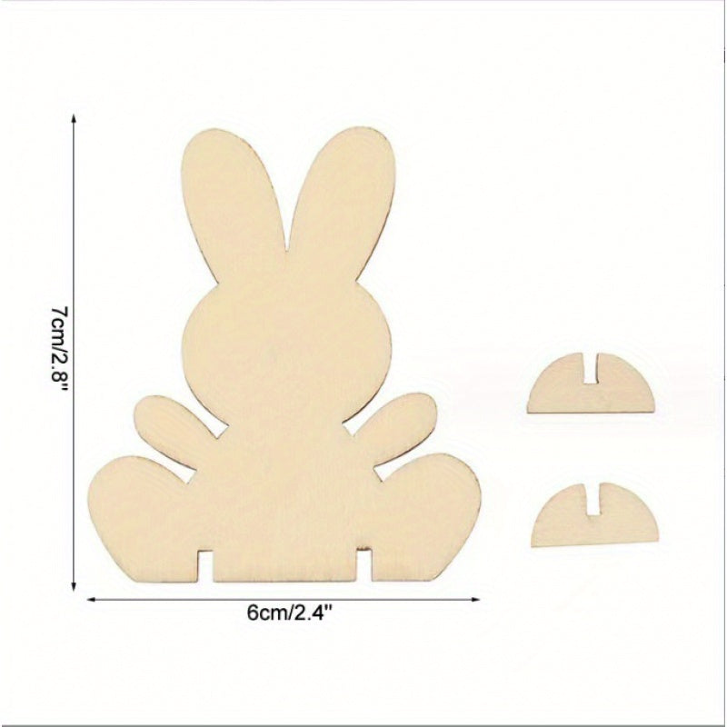 Wooden Easter Bunny Puzzle Toy DIY Easter Cartoon 3D Bunny