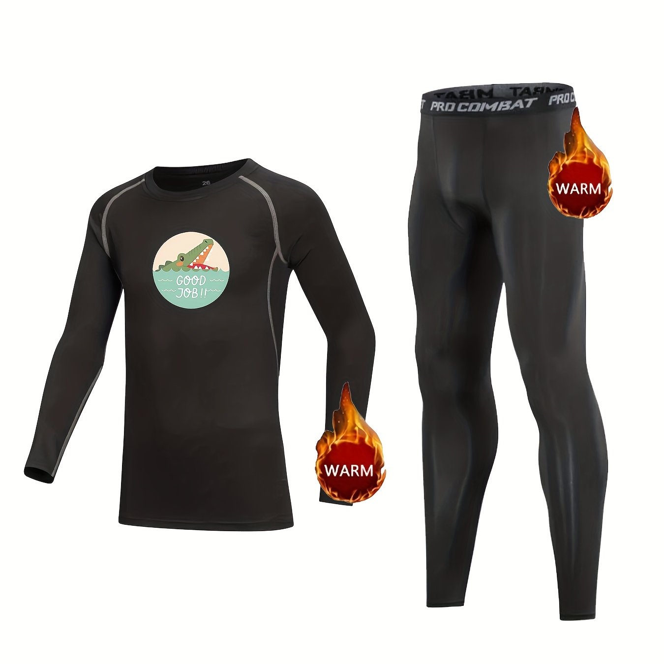 2pcs Kids Crocodile Fleece Sets Long Sleeve Pullover & Pants