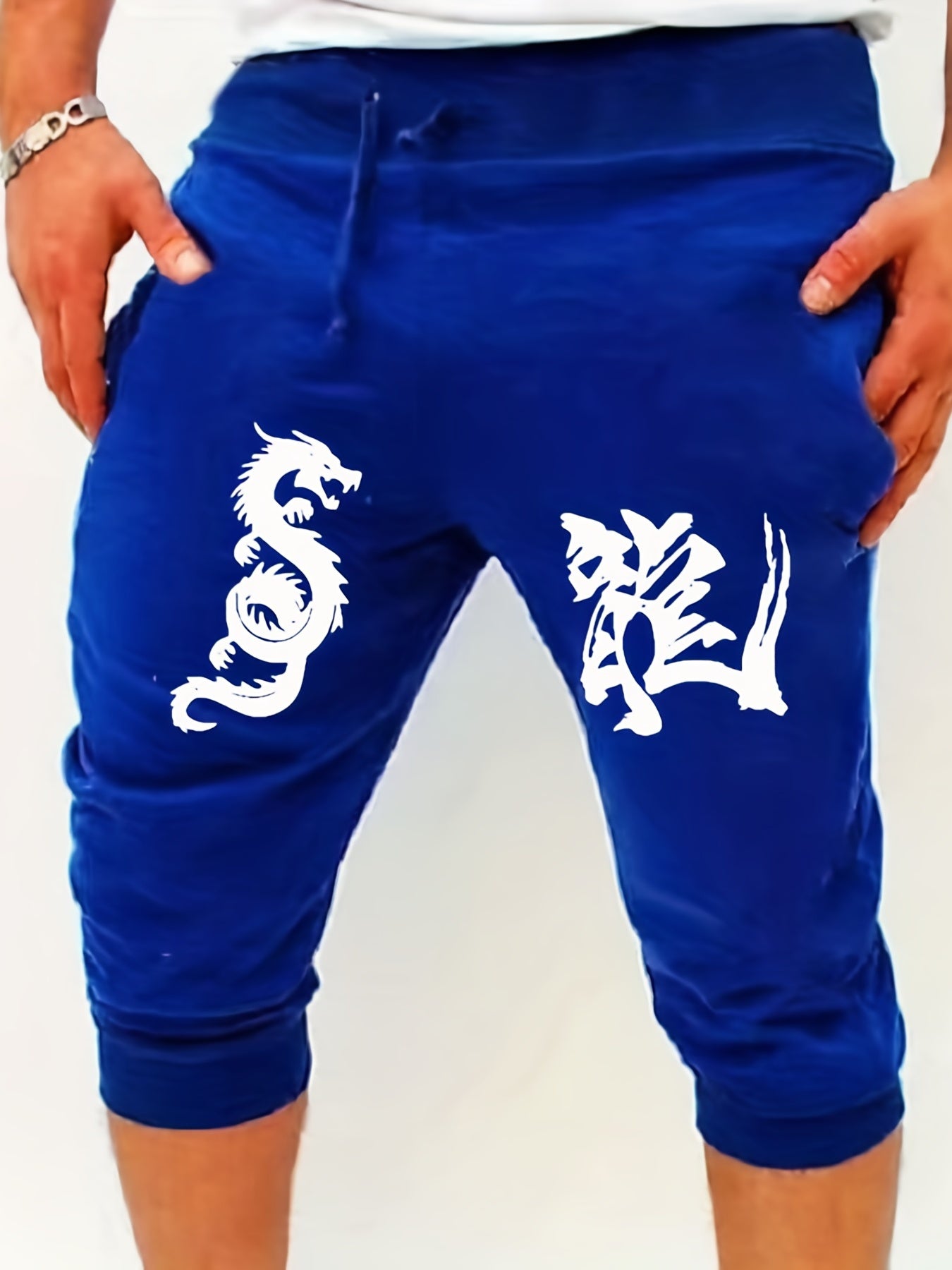 Men's Dragon Print Casual Stretch Shorts