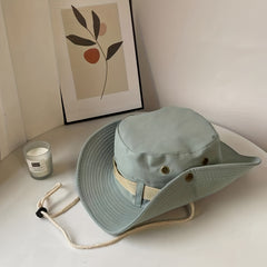 Solid Drawstring Bucket Hat Thin Breathable Sun Hat for Women