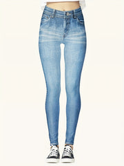 Denim Print High Rise Skinny Leggings
