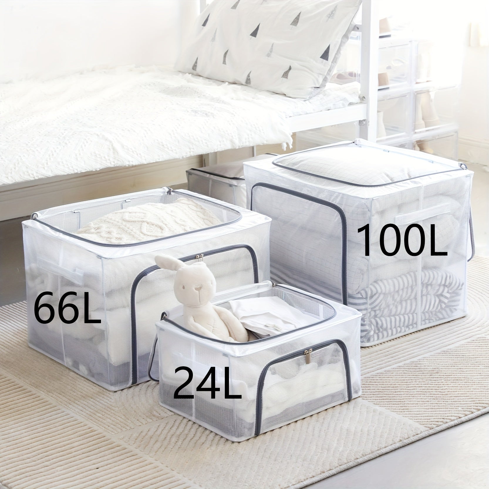 Foldable Storage Bag for Clothes Blankets Quilts Toys - Space Saving Organizer