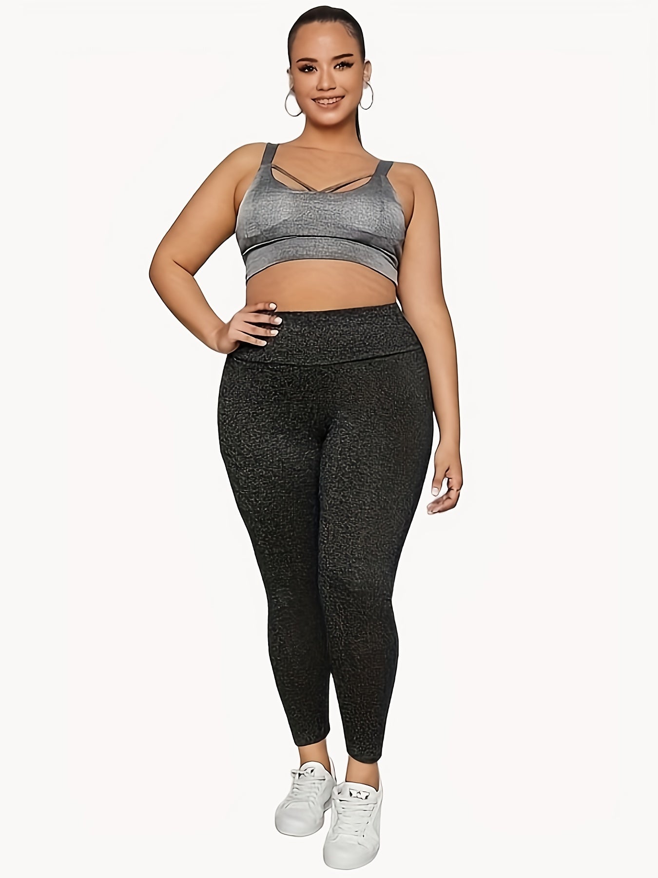 Women's Plus Heathered High Rise Fitness Leggings