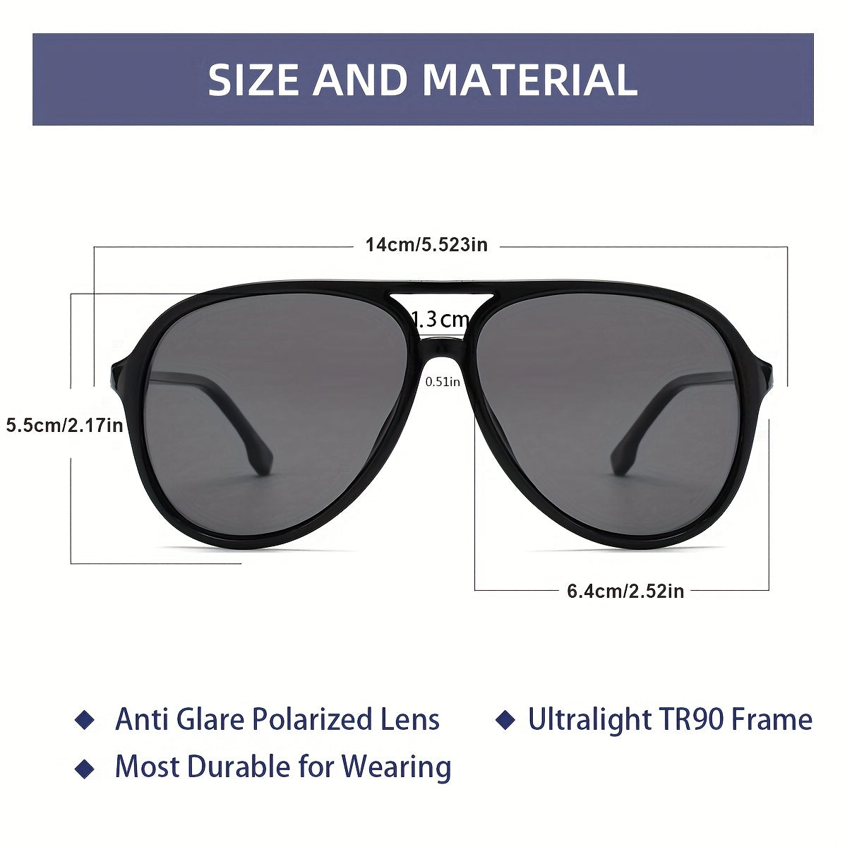 Retro Polarized Aviator Sunglasses UV Protection Lightweight Glasses