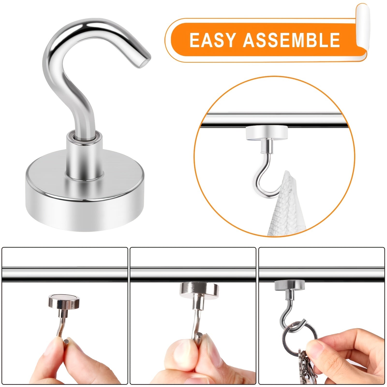 6pcs Magnetic Hooks 25Lbs Neodymium Magnets With Hooks For Hanging