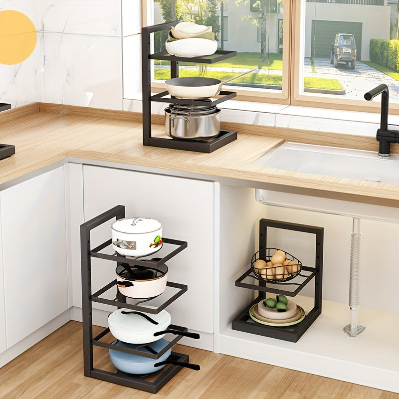 1pc Iron Rack for Cookware and Kitchen Essentials Storage