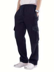 Men's Cargo Pants Drawstring Straight Leg Casual Overalls