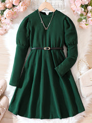 Girls' Bell Sleeve Party Dress Retro Style