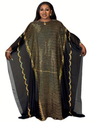 Sequined Bat Sleeve Plus Size Kaftan Dress