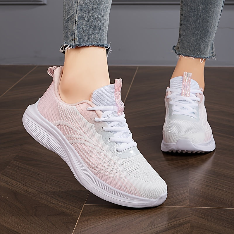 Women's Lace Up Sporty Running Shoes Breathable Mesh Sneakers