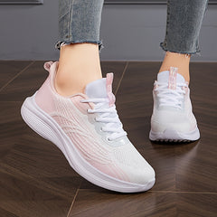Women's Lace Up Sporty Running Shoes Breathable Mesh Sneakers