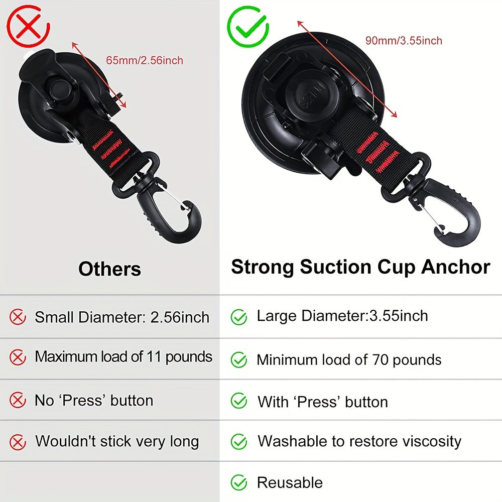 4pcs Heavy Duty Suction Cup Anchor with Hooks Tarp Clips Lock Grip
