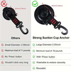 4pcs Heavy Duty Suction Cup Anchor with Hooks Tarp Clips Lock Grip