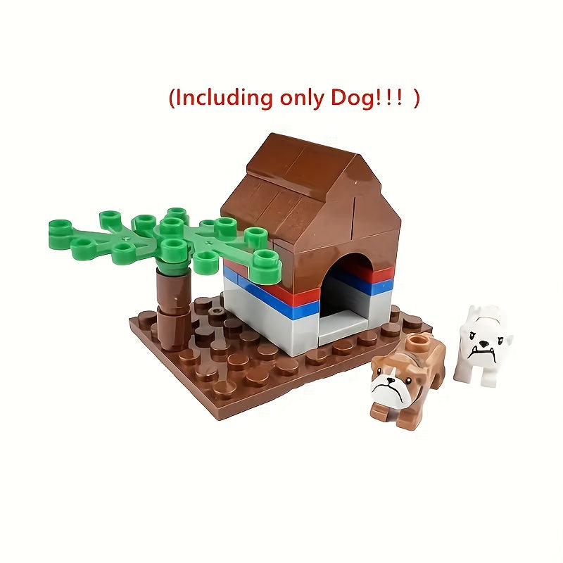 6pcs Mini French Bulldog Dog Building Blocks DIY Toy Collar Christmas Gift