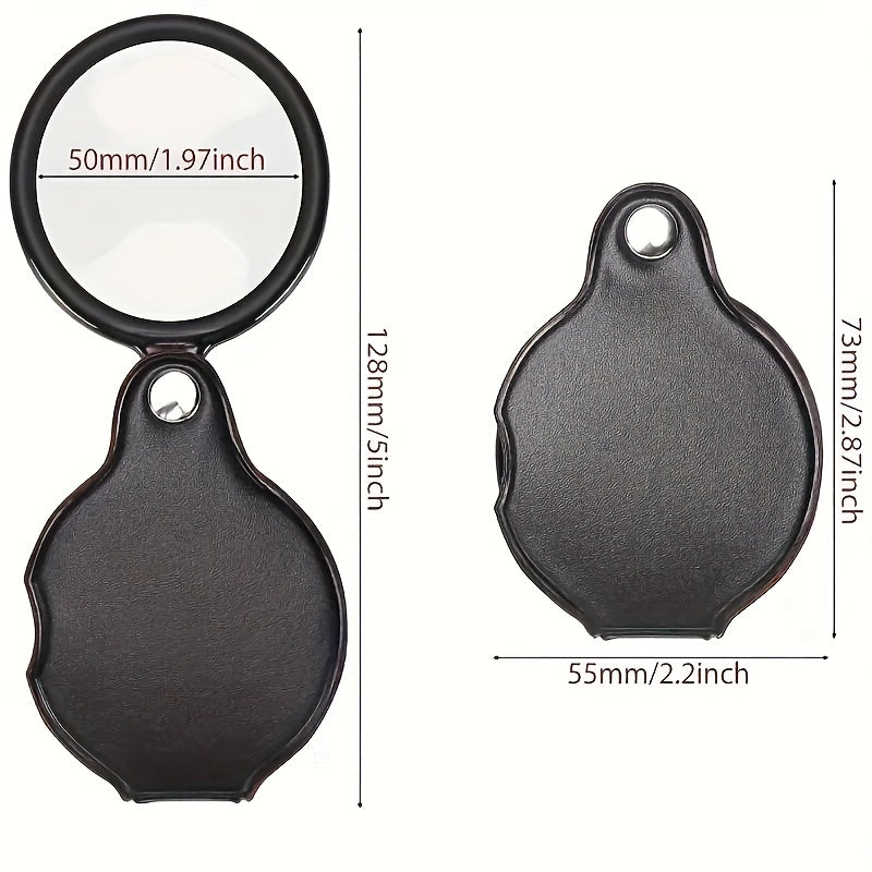 Mini 6X Glass Lens Folding Magnifying Glass with Protective Cover