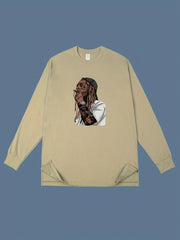 Stylish Hiphop Print Men's Graphic Crew Neck Long Sleeve T-shirt