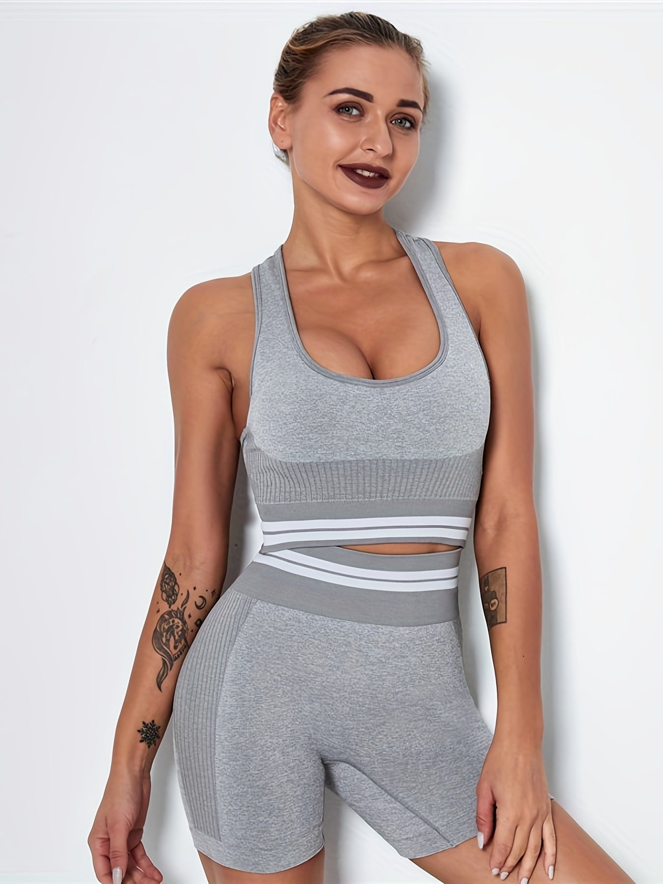 Seamless Knit High Stretchy Bra & Shorts Set