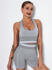 Seamless Knit High Stretchy Bra & Shorts Set