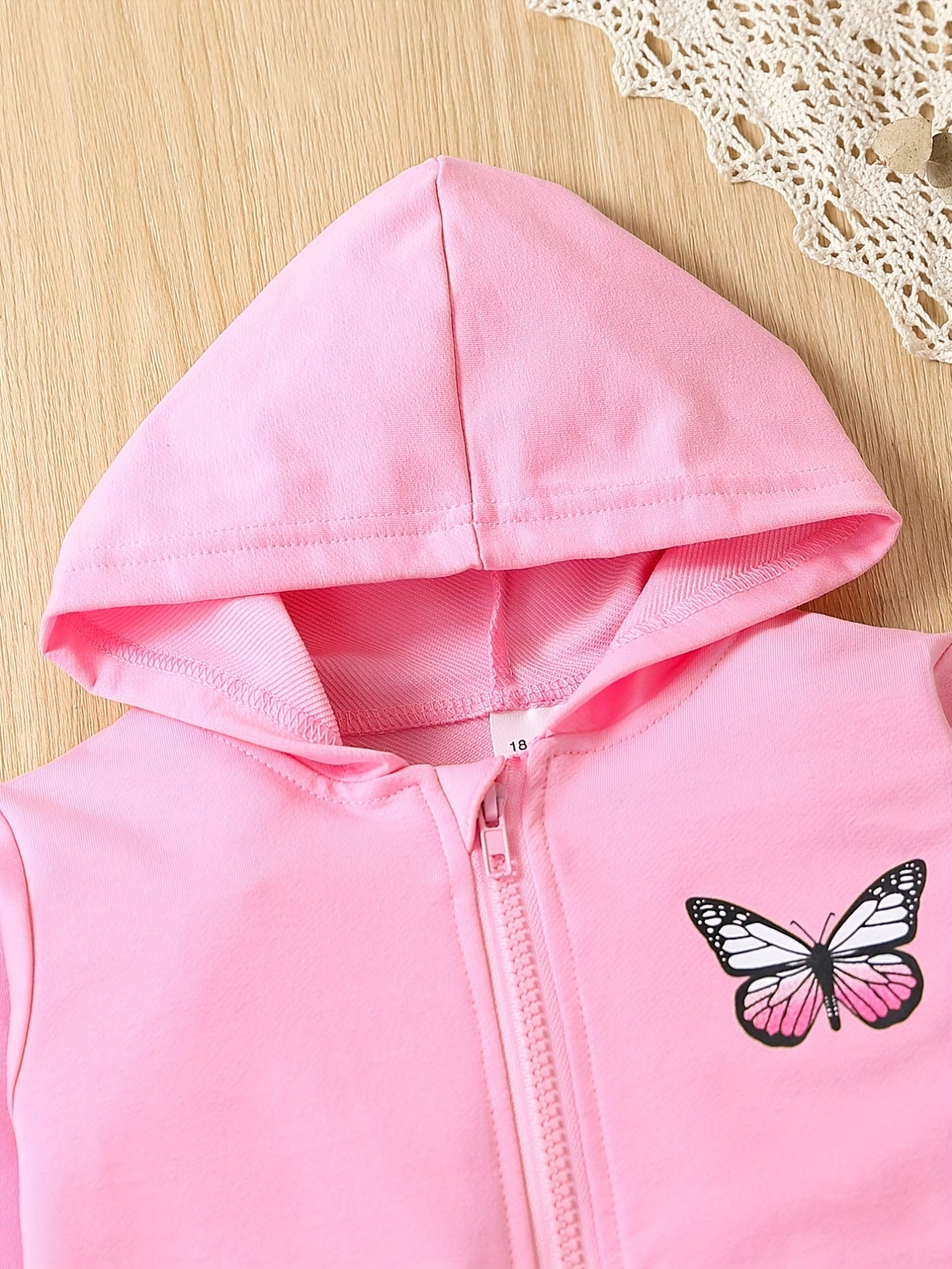Girls 2pcs Hoodie Top & Sports Trousers Butterfly Print