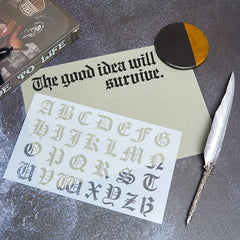 8pcs Old English Lettering Stencils Gothic Font Templates for Drawing