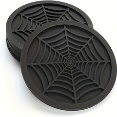 4pcs Spider Web Pattern Silicone Resin Coasters Halloween Decoration