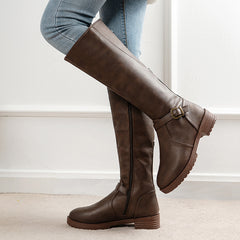 Wide Calf Zip Back Riding Boots for Women