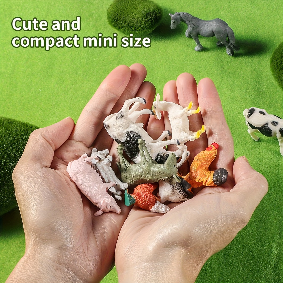 12pcs Mini Farm Animal Plastic Toys, Lifelike Farm Animal Figurines for Garden