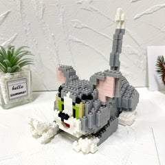 Cartoon Cat Mouse Building Block Model Educational Toy Puzzle Set