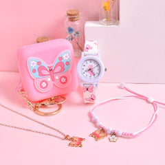 Soft Silicone Butterfly Princess Girls' Watch & Coin Purse Gift Set