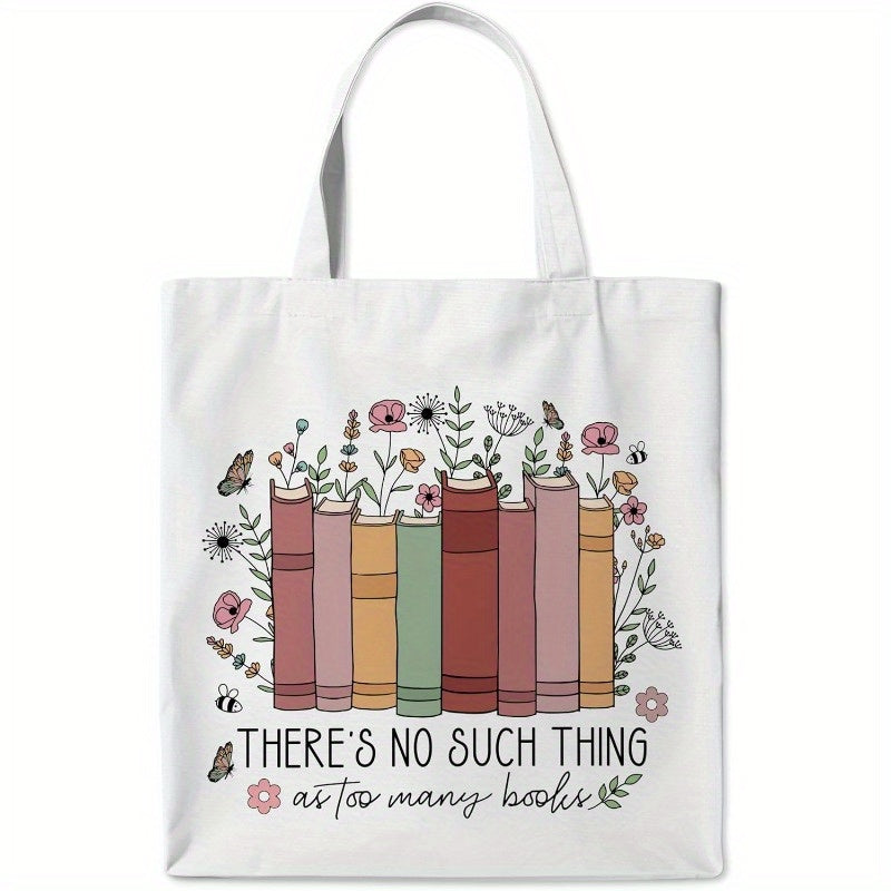 Boho Floral Book Lover's Tote Bag with Quote