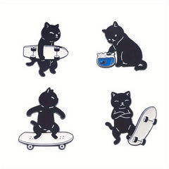 Cartoon Cat Enamel Pin Set - Fun Animal Jewelry for Boys and Girls