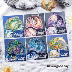 10pcs Moonlight Butterfly Decorative Stickers Pack Waterproof Scrapbook Journal