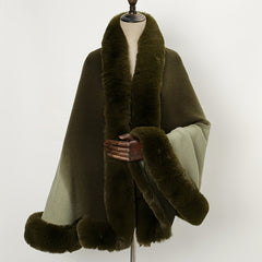 Rabbit Fur Shawl Scarf Collar Cashmere Cloak Winter Warm Wrap
