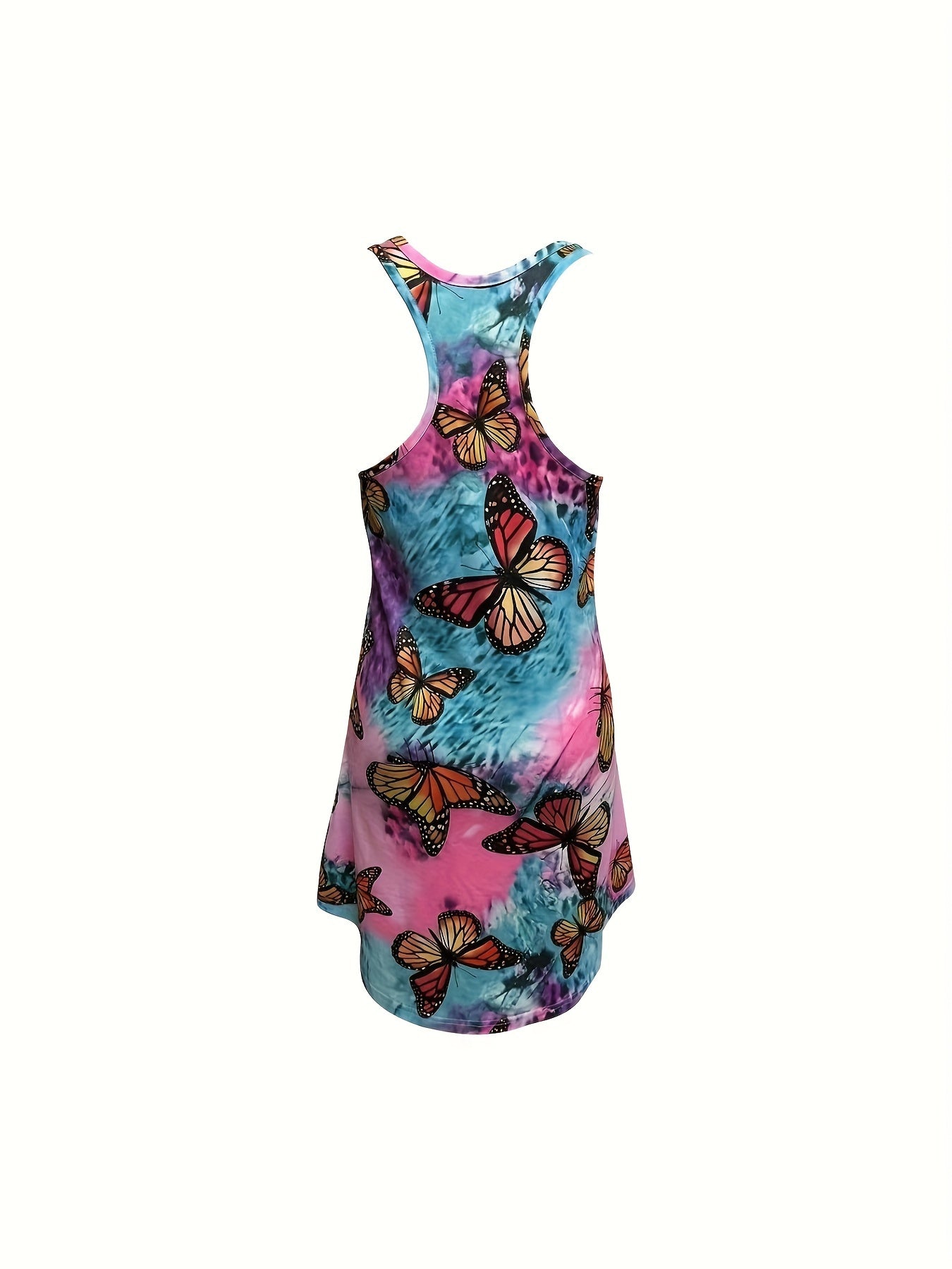 Coconut Tree Print Lounge Dress Short Sleeve Crew Neck Women's Loungewear